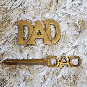 Vintage Brass  DAD Paper Weight &  Letter Opener
